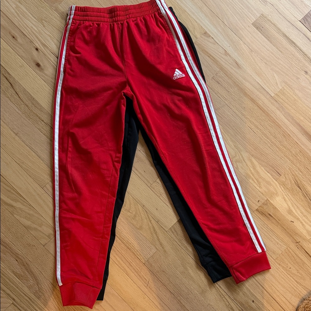 Adidas Kids Red and Black Joggers